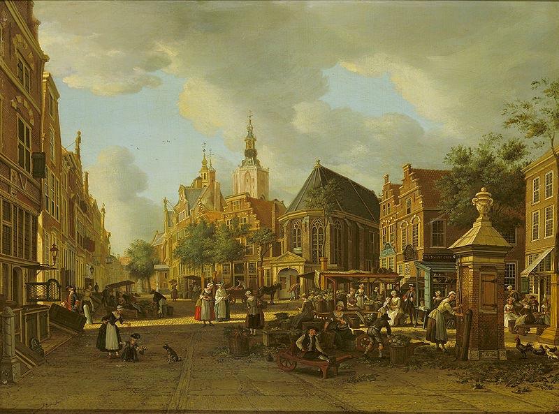 unknow artist The Groenmarkt as seen towards the Westeinde oil painting picture